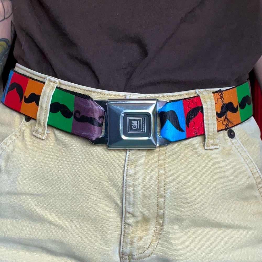 VTG🍷 Buckle-Down - Moustache Seatbelt Belt - GM Buckle